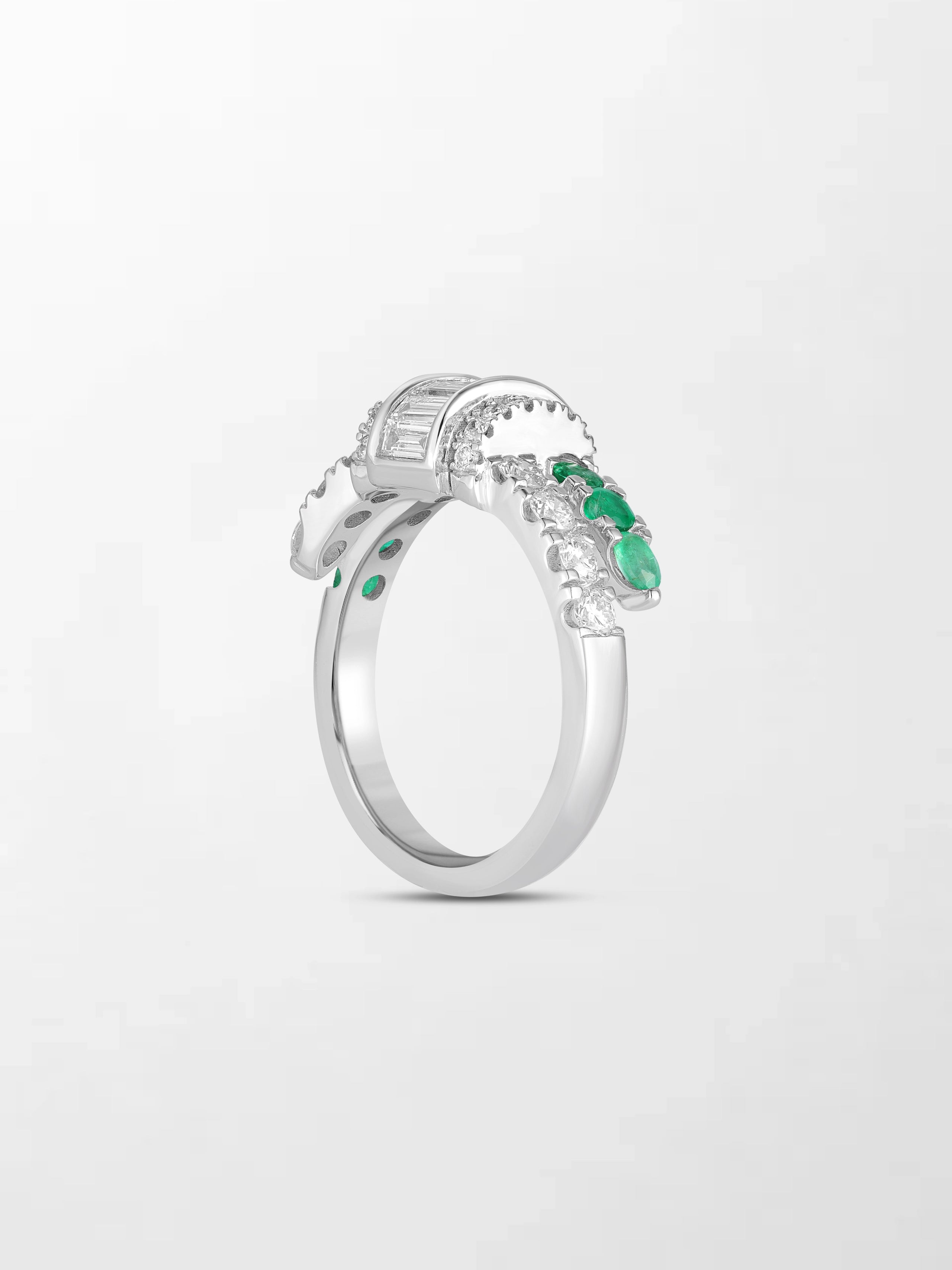 Emerald Baguette Clasp Ring