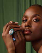Moonstone Enamel Ring