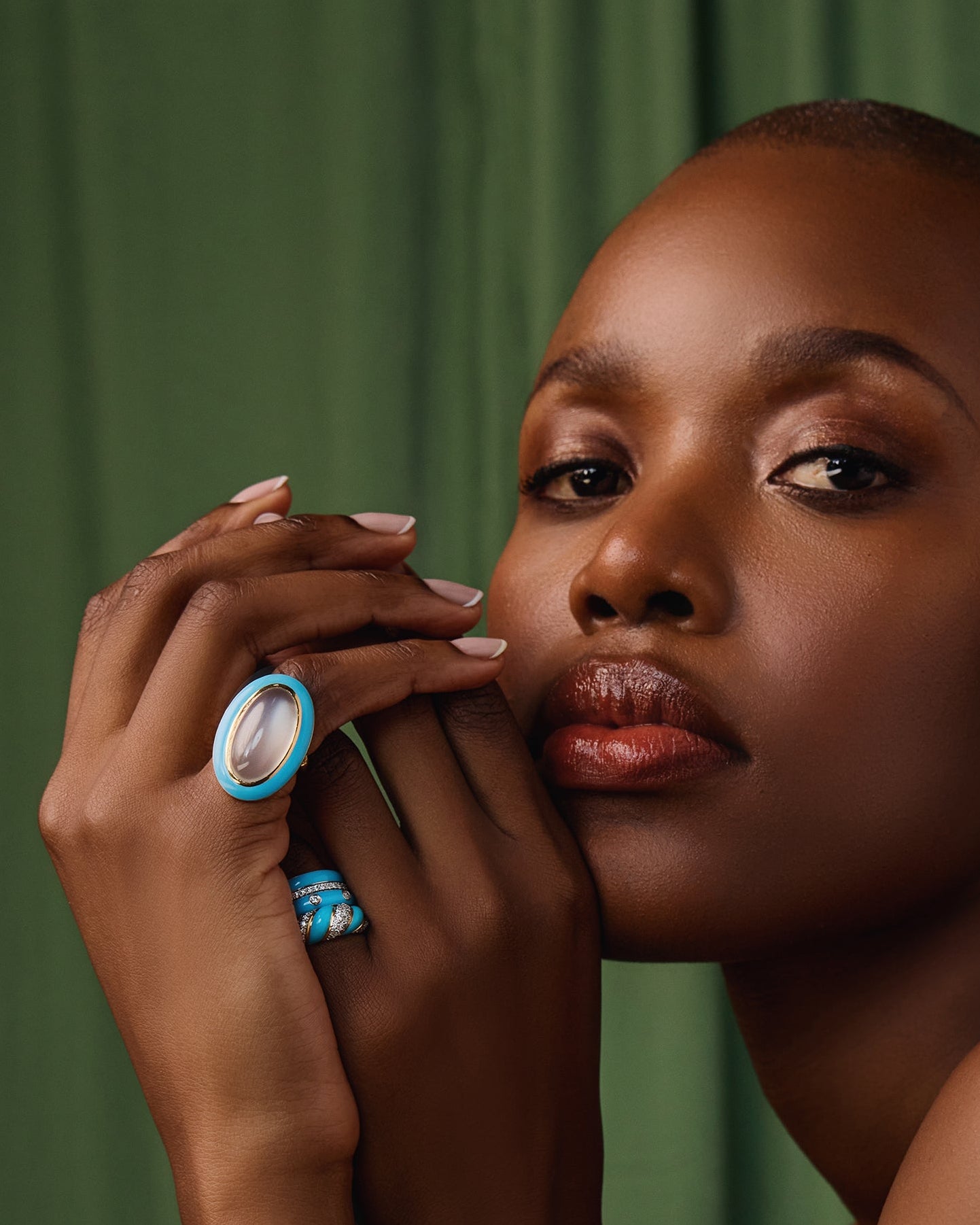 Moonstone Enamel Ring