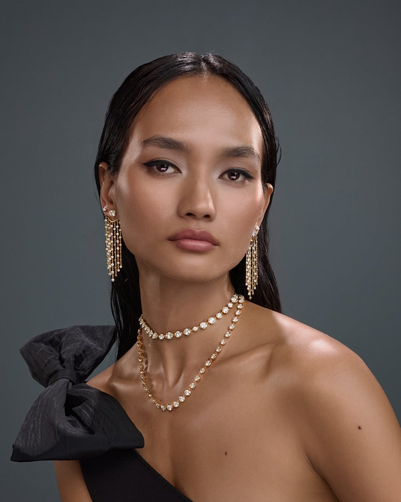 Long Split Bezel Cascade Earring