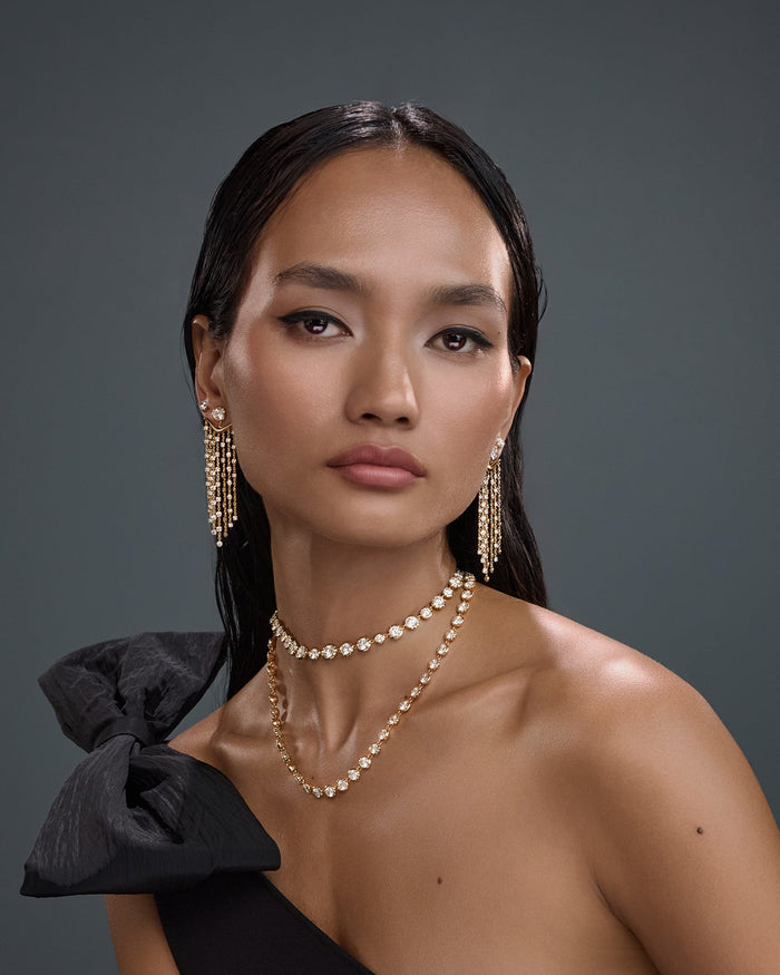 Long Split Bezel Cascade Earring