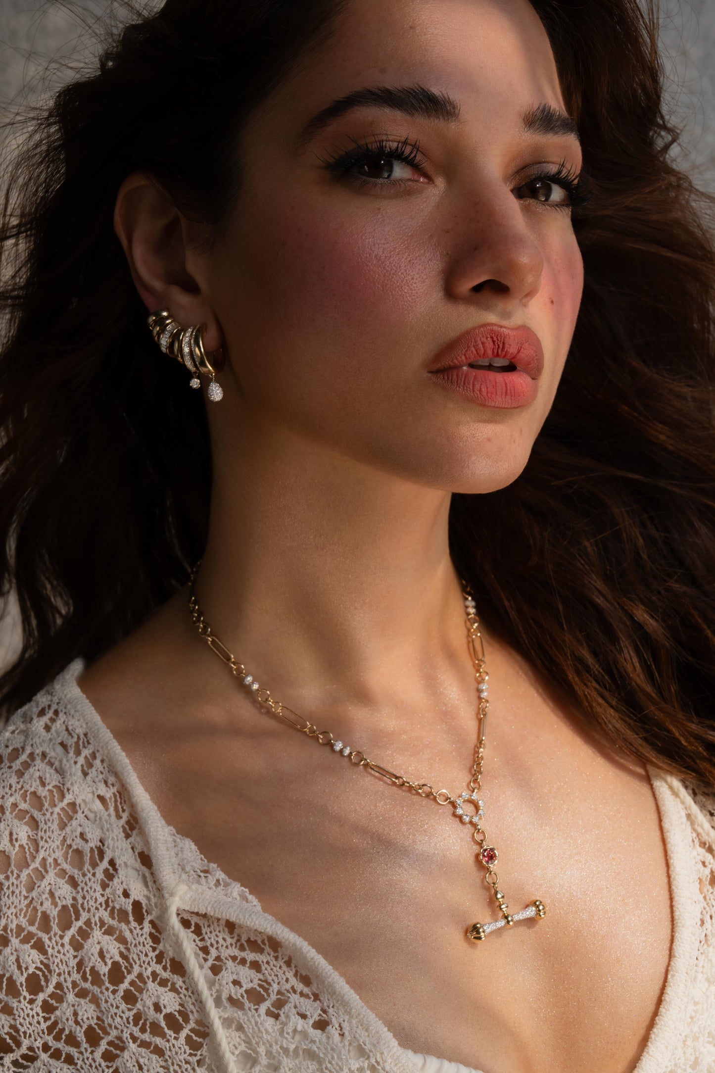 Pink Tourmaline T-Bar Chain