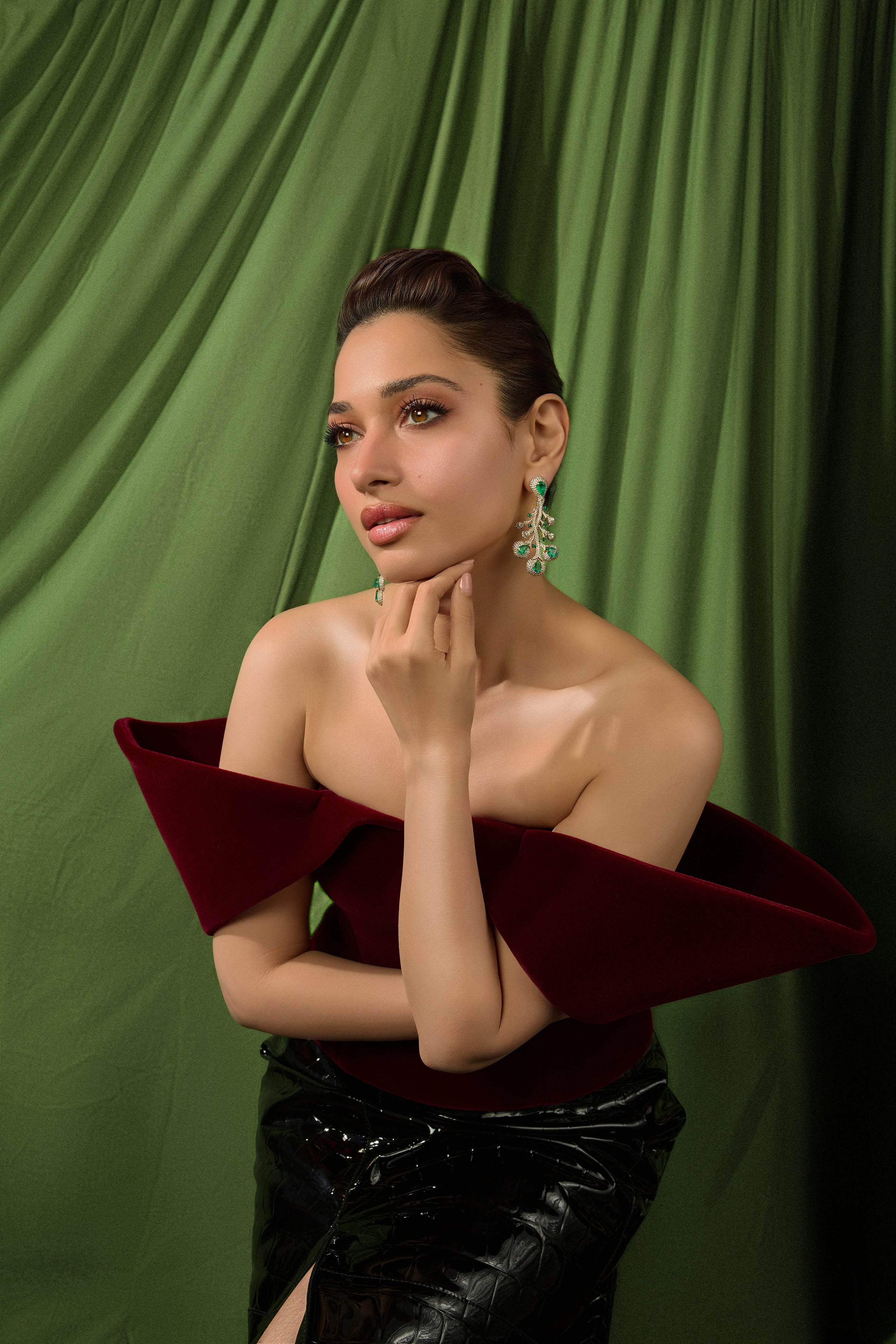 Emerald and Diamond Bloom Chandelier Earrings