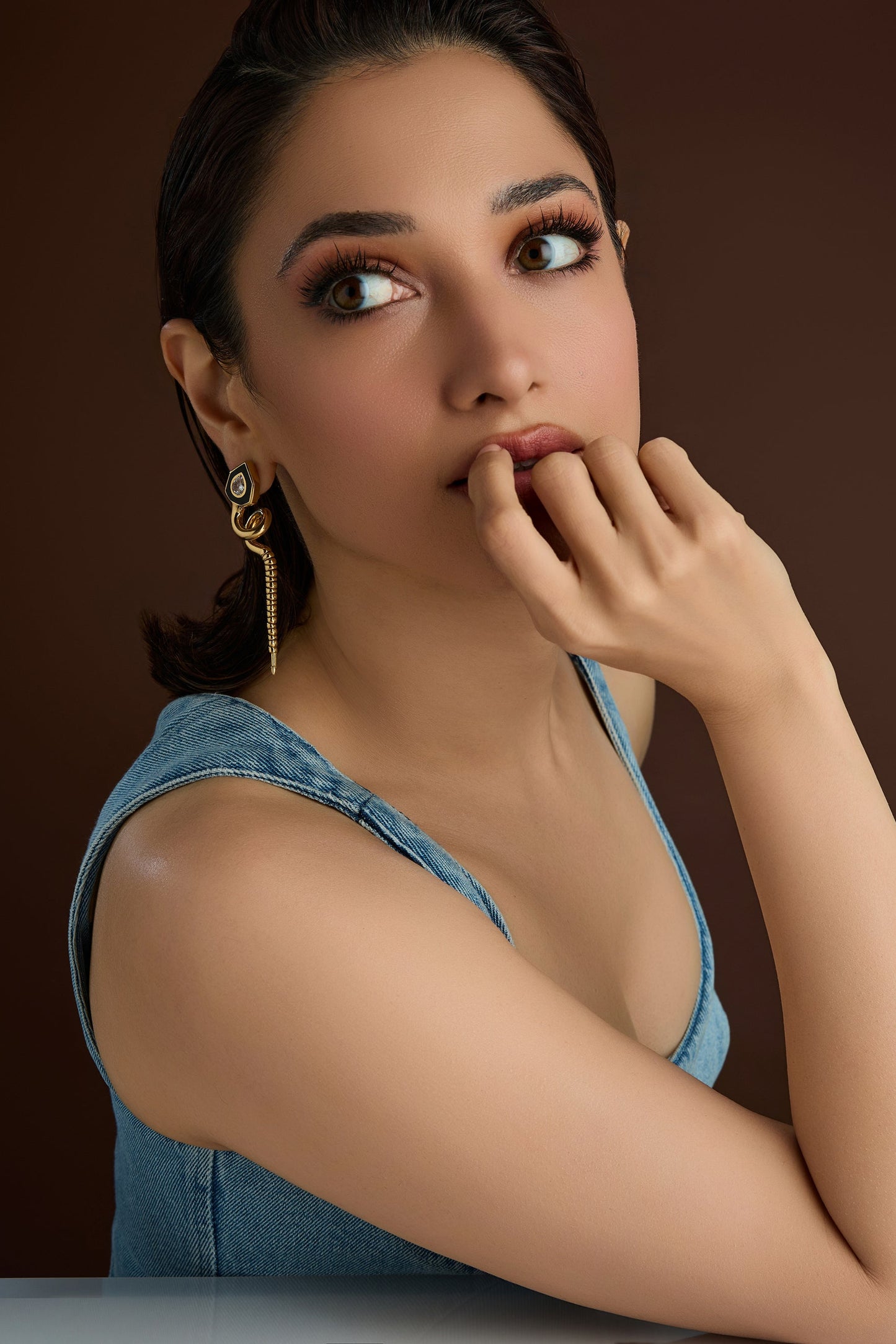 Diamond & Enamel Serpent Drop Earrings