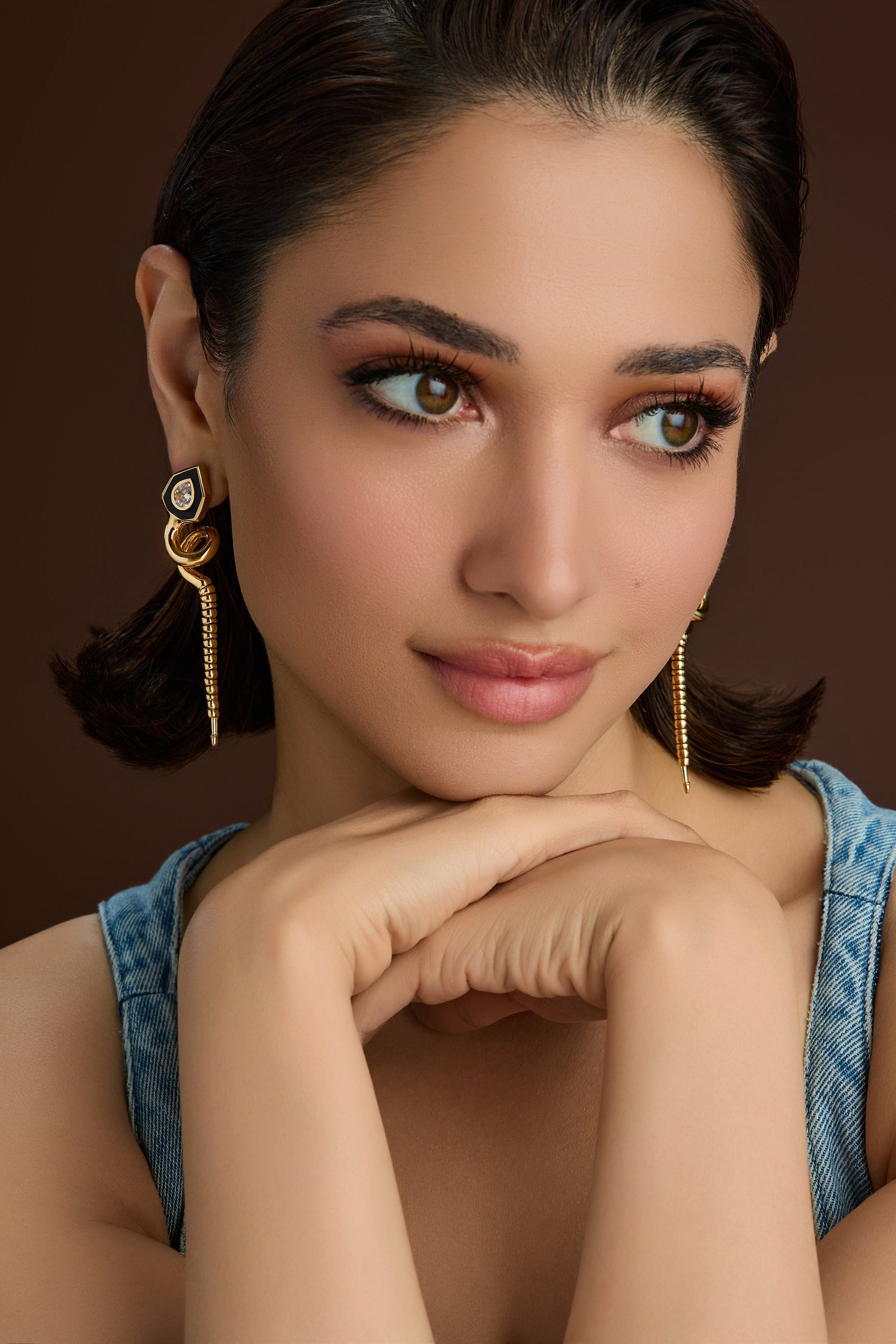 Diamond & Enamel Serpent Drop Earrings